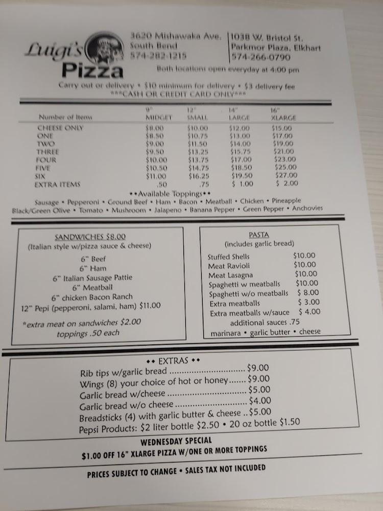 Luigi's Pizza Menu image 1
